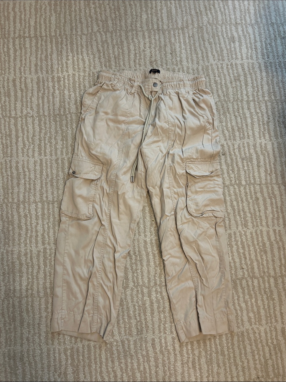 Quince Women’s Light Beige Cargo Pants with Drawcord